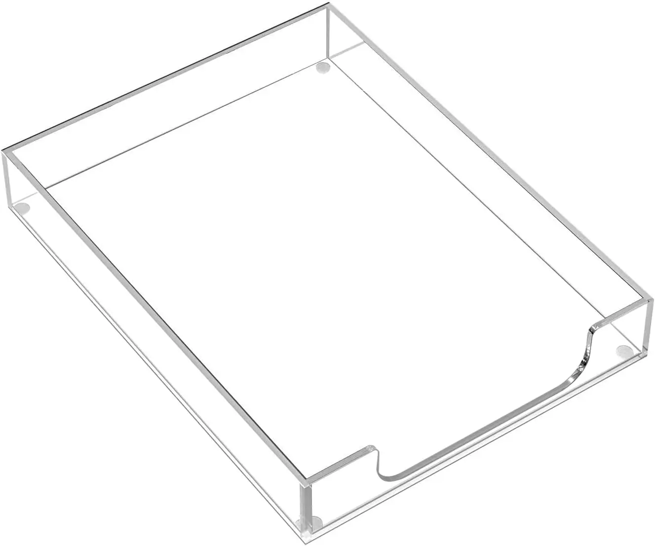 MaxGear Modern A4 Size Acrylic Letter Tray, Clear Desk Organizer with Curved Cutout for Papers, Documents, Magazines, Folders, Notebooks, Stationery - Multi-Function File Organizer for Office, Home