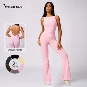 MASKERT Women's Sports Jumpsuit Tummy Control Butt Lifting Fitness Activewear Sports Outfits for Yoga & Gym summervibes