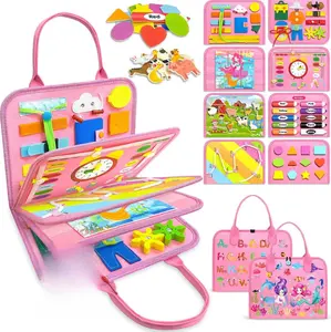 Gojmzo Busy Board Montessori Toys for Toddler Girl Birthday Gifts, Busy Book Sensory Toys for Toddlers, Learning Educational Toddler Travel Activities