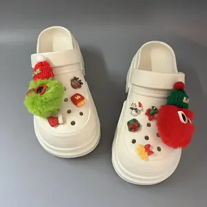 Christmas Fur Ball Fashion Women Platform Sandals Shoes EVA Platform Sandals Shoes for Women Light Weight Clogs