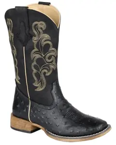 Women's Cowboy Classic Ostrich Print Western Boot Broad Square Toe - 09-021-1903-3744 Bl