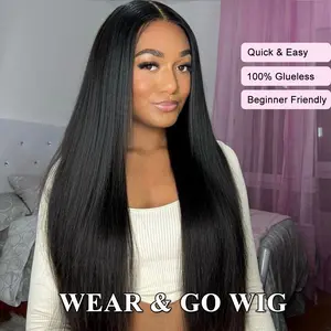 Tinashe Human Hair Pre-Cut 6×5 HD Lace Glueless Straight Wig Pre-Bleached Knots Wear & Go Wig Pre-Plucked Hairline