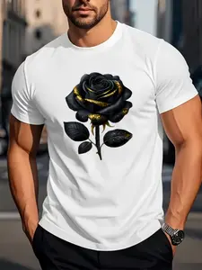 Men's Short Sleeve T-Shirt with 2D All-Over Print - Stretch Fit Round Neck Casual Gym Wear, Summer Outdoor & Travel Tee, Style Fabric, Opaque Non, Machine Washable - for sports, for home, for - Versatile Basic