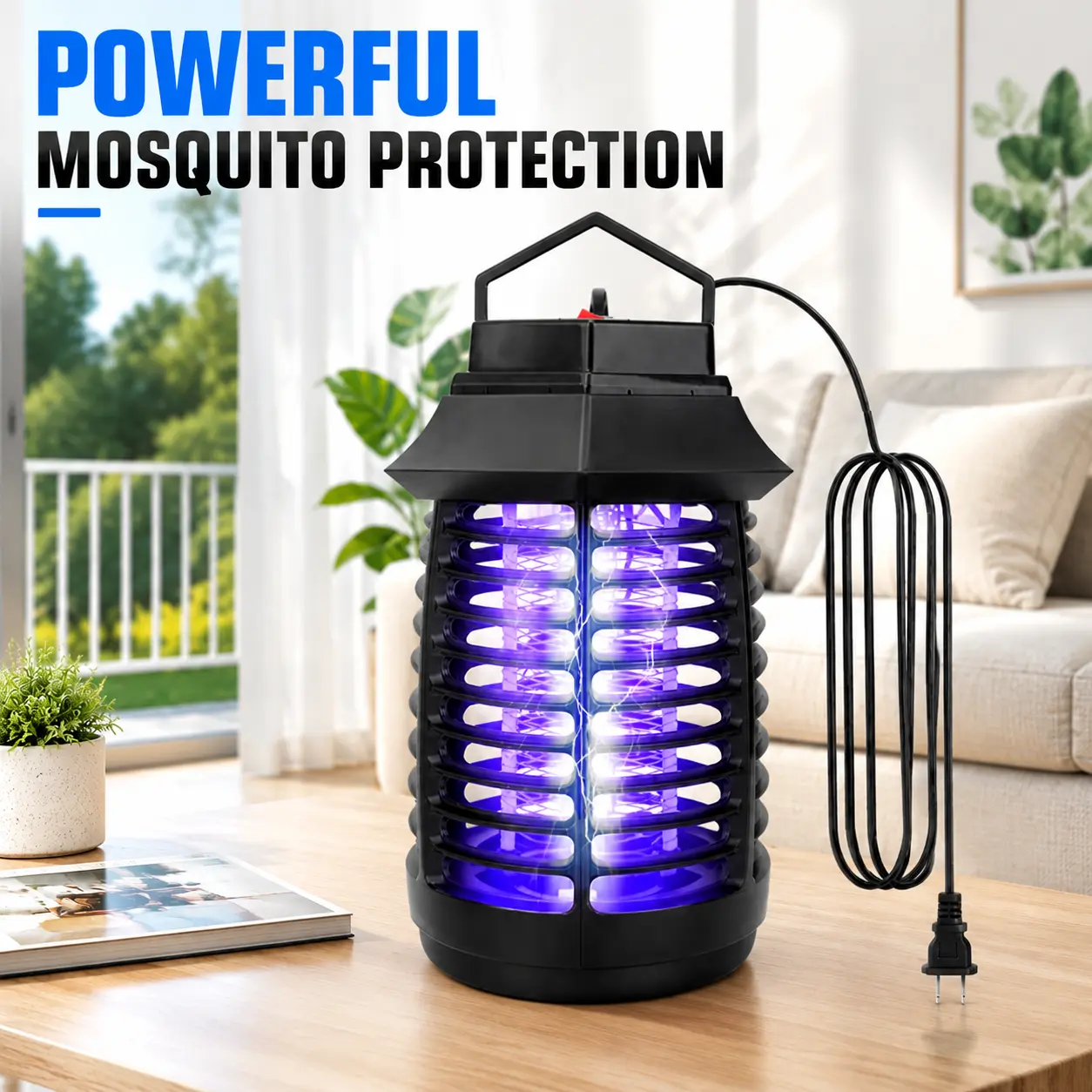 Bug Zapper Electric UV Mosquito Killer Lamp Insect Fly Trap Catcher, Odorless Noiseless Safe Gap for Home Restaurant-2495