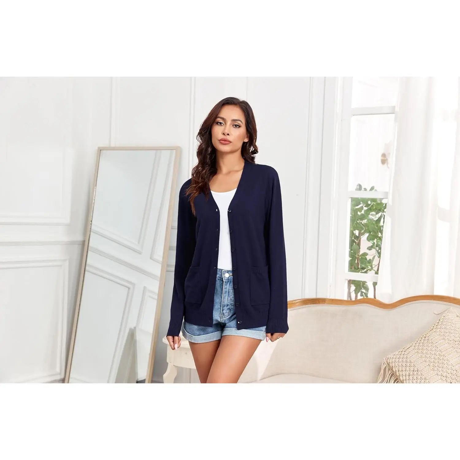 TASAMO Women's Lightweight Button Down Cardigan Sweaters Long Sleeve Classic V Neck Knit Soft Shrugs with Pocket for Spring Fall TASAMO Women's Lightweight Button Down Cardigan Sweaters Long Sleeve Classic V Neck Knit Soft Shrugs with Pocket for Spring Fall