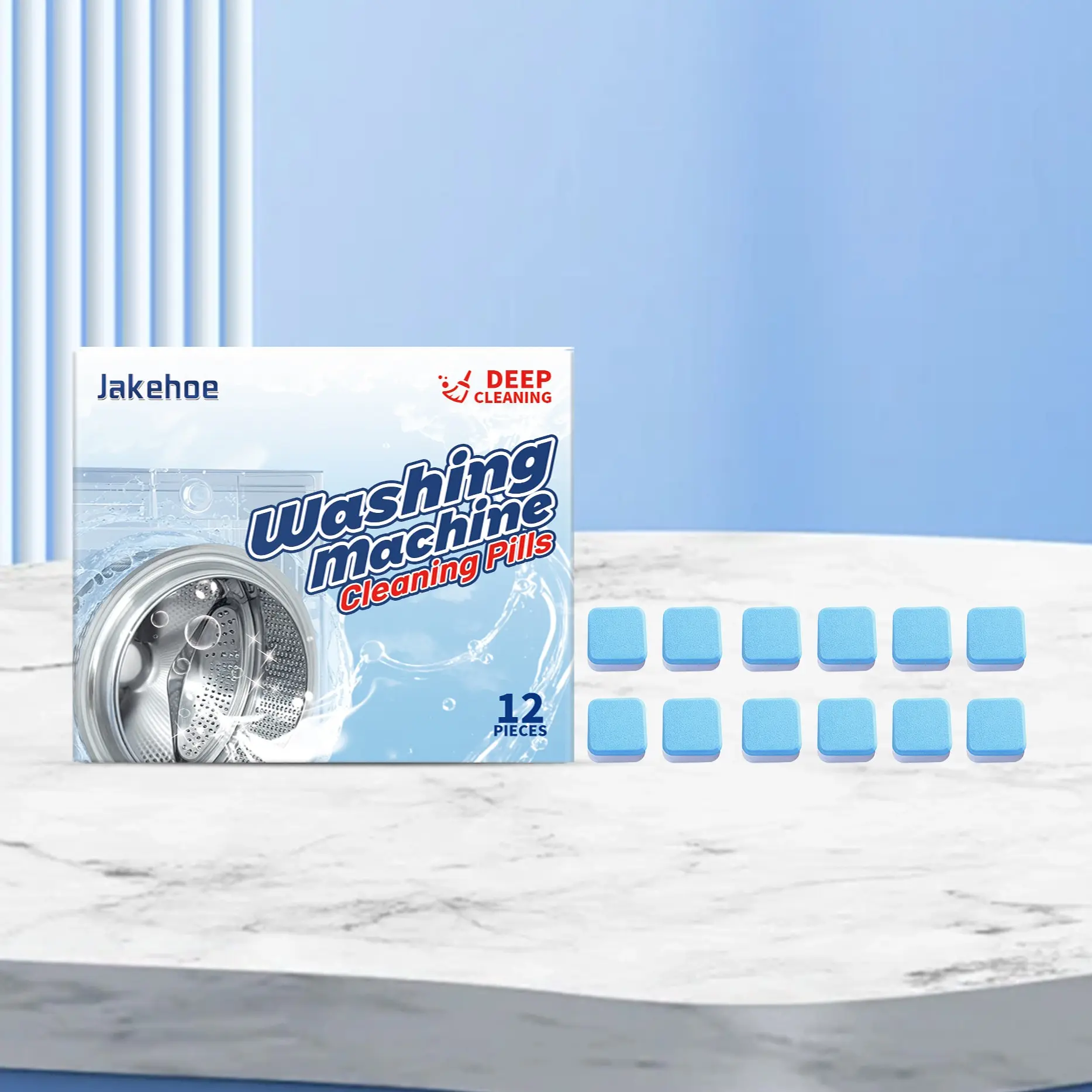 Jakehoe Washing Machine Cleaner Tablets, Deep Cleaning Stain Remover, Odor Eliminator, Universal Drum & Agitator Care, Regular Maintenance, Powerful Cleaning, Spotless, Cleaning Products