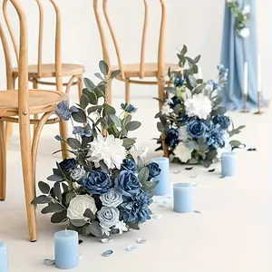 Set of 2 Tall Artificial Floral Arrangements for Autumn Wedding - Aisle & Chair Decor, Banquet Centerpiece, Rose-Themed Party & Outdoor Decoration