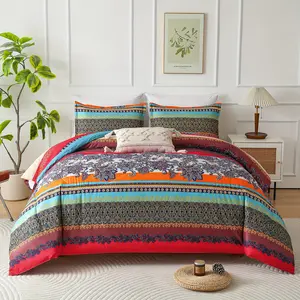 Bohemian 2/3pcs Comfort Set King Size - Ultra Soft Lightweight Microfiber Bedding for Spring & Summer Breathable All-Season Comforter Set with Pillowcases for Queen/King Beds Breathable, Cool, Suitable for Back to School, Hotel