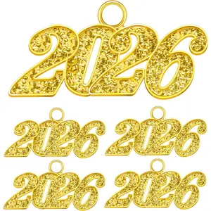 2026 Charms, 5 PCS Gold Graduation Tassel Charm, Charms for Graduation Cap, Graduations Cap Tassel 2026 Year Charm for Graduate Hats Graduations Decorations