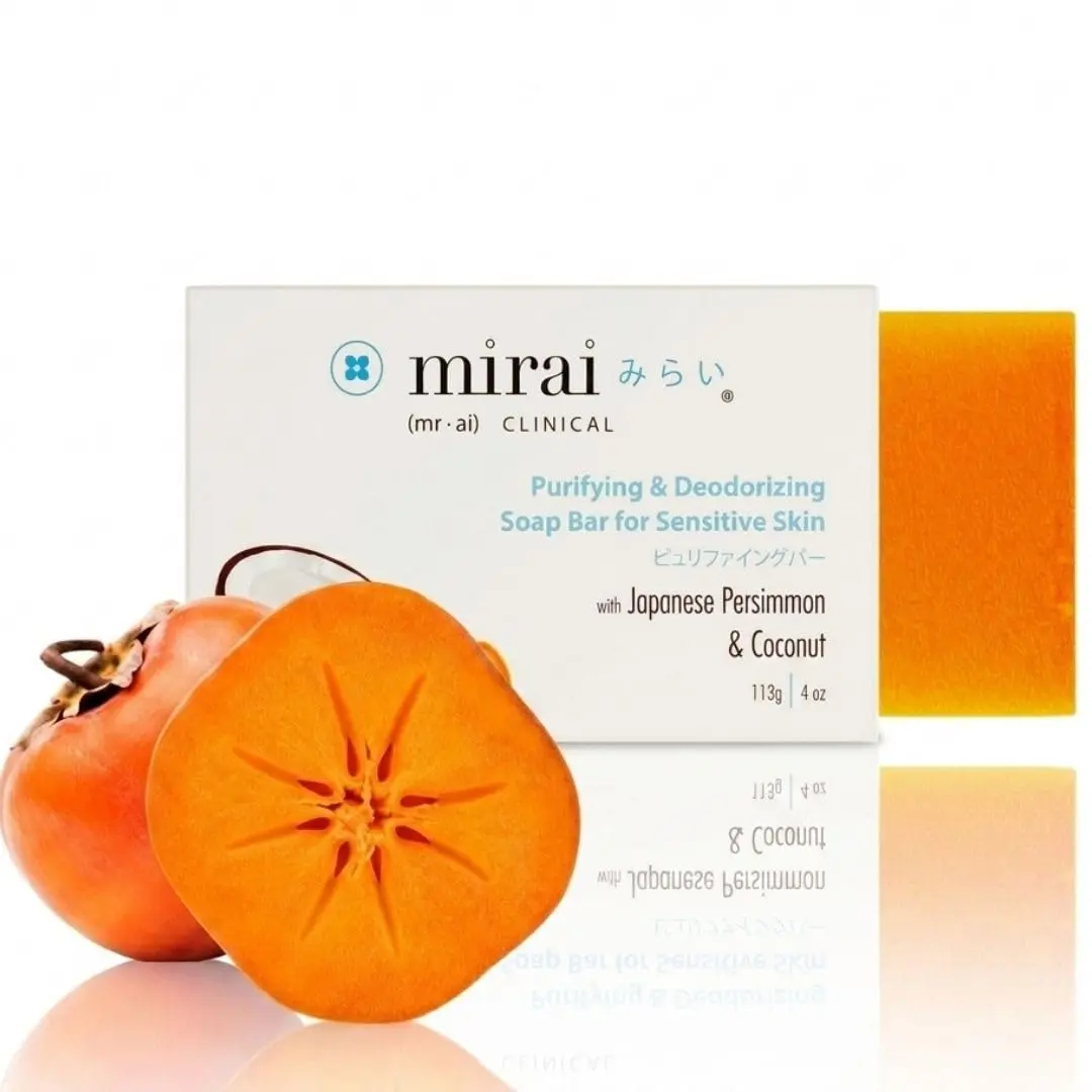 Mirai Clinical Persimmon Soap for Old People Smell, Nonenal Solution, 100g | Japanese Persimmon Soap, Body Odor Eliminator, Green Tea Extract, Deodorizing Bar for Men and Women,Gentle for All Skin Types