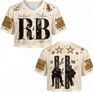 R&B Tour 2026 Crop Top Football Jersey – Retro Concert Shirt, Hip Hop Music Fan Streetwear