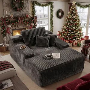 [Huge Bonus Gift]OOSWIFT 67" Chaise Lounge with Cup Holder, Upholstered Sofa Bed Sleeper Couch, Fluffy Plush Cloud Couch for Living Room, RH Couch Style