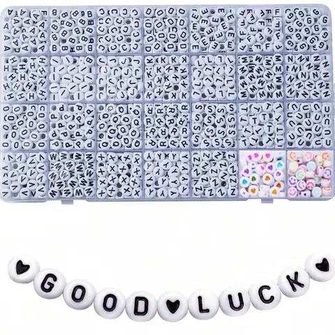Acrylic Letter Beads Set, DIY Necklace Keychain Bracelet Making Kit, Jewelry Making Supplies, 840pcs (4x7 Flat Round), 28 Grid Box, Gift for Women Beginners, Bead Assortment, Diy Beading Accessories, Diy Jewelry Accessories