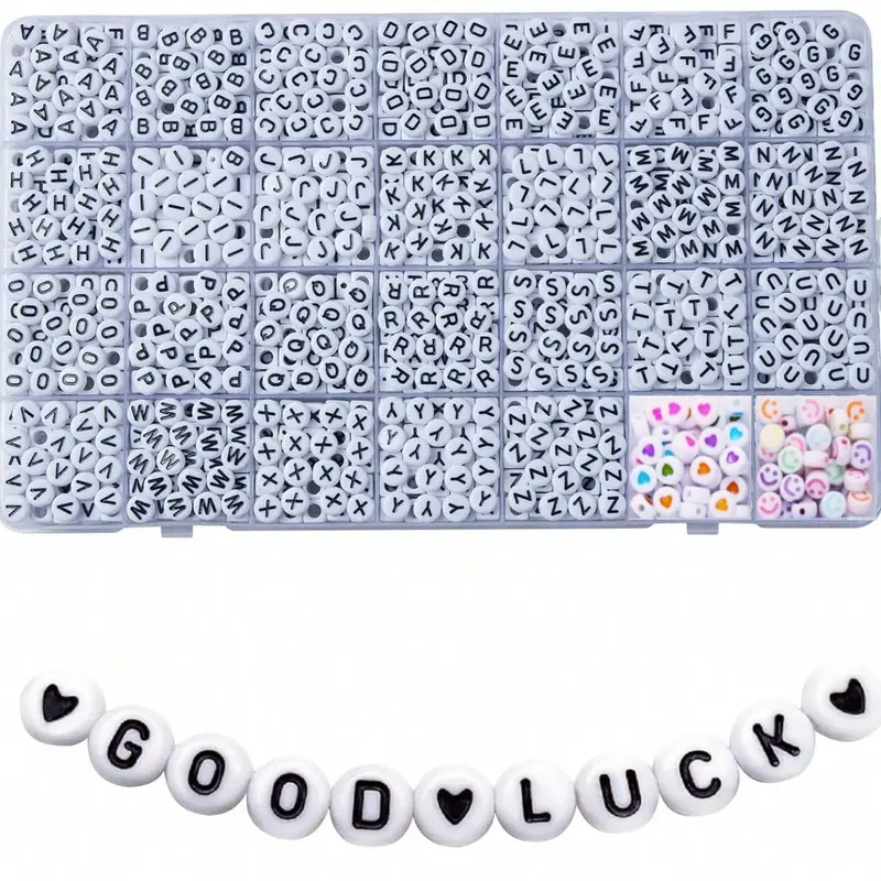 Acrylic Letter Beads Set, DIY Necklace Keychain Bracelet Making Kit, Jewelry Making Supplies, 840pcs (4x7 Flat Round), 28 Grid Box, Gift for Women Beginners, Bead Assortment, Diy Beading Accessories, Diy Jewelry Accessories