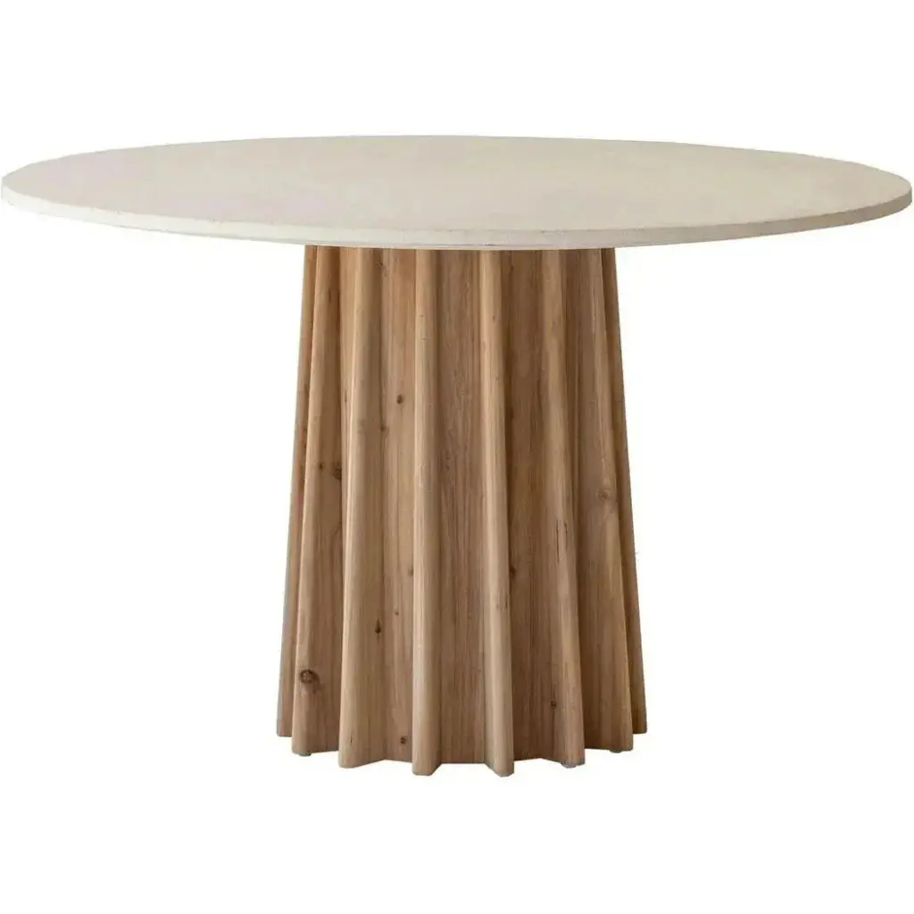 47" Round Sealed Concrete Top & Reclaimed Pine Base Dining Table