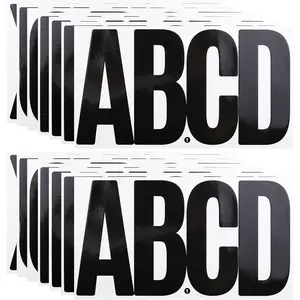 6 Inch Large Letter Stickers, 76 Pieces Self Adhesive Alphabet Stickers for Mailbox, Door, Truck and Outdoor, Waterproof Vinyl Letter Symbol Stickers, 14 Sheets Black