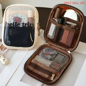 Mini Makeup Bag Set, Transparent Travel Toiletry Kit, Car Accessories, Cute Women's Items, Essential Travel Storage Bags, Travel Cosmetic Bag