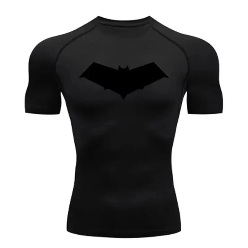 Bat Print Men's Compression T-Shirt Quick Dry Gym Workout Top | Summer Fitness Rashguard for Running & MMA ZY0037