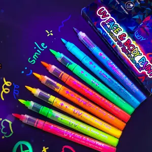 Glow in The Dark Body Paint Markers, 8/12/18 Colors UV Blacklight Face & Body Painting Pens, Washable Neon Paint for Halloween, Party, Cosplay, Club, UV Glow Effect