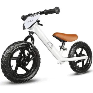 Toddler Balance Bike 2 Year Old, Age 24 Months to 5 Years Old, 12 Inch Push Bicycle with Customize Plate (3 Sets of Stickers Included), Gift Bike for 2-3 Boys Girls, White