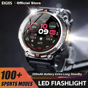 3ATM Waterproof Smart Watch for Men with LED Flashlight, Multifunctional Outdoor Smartwatch with 100+ Sports Modes Weather Check Pedometer Watch Digital Watch Gifts for Men Vacation