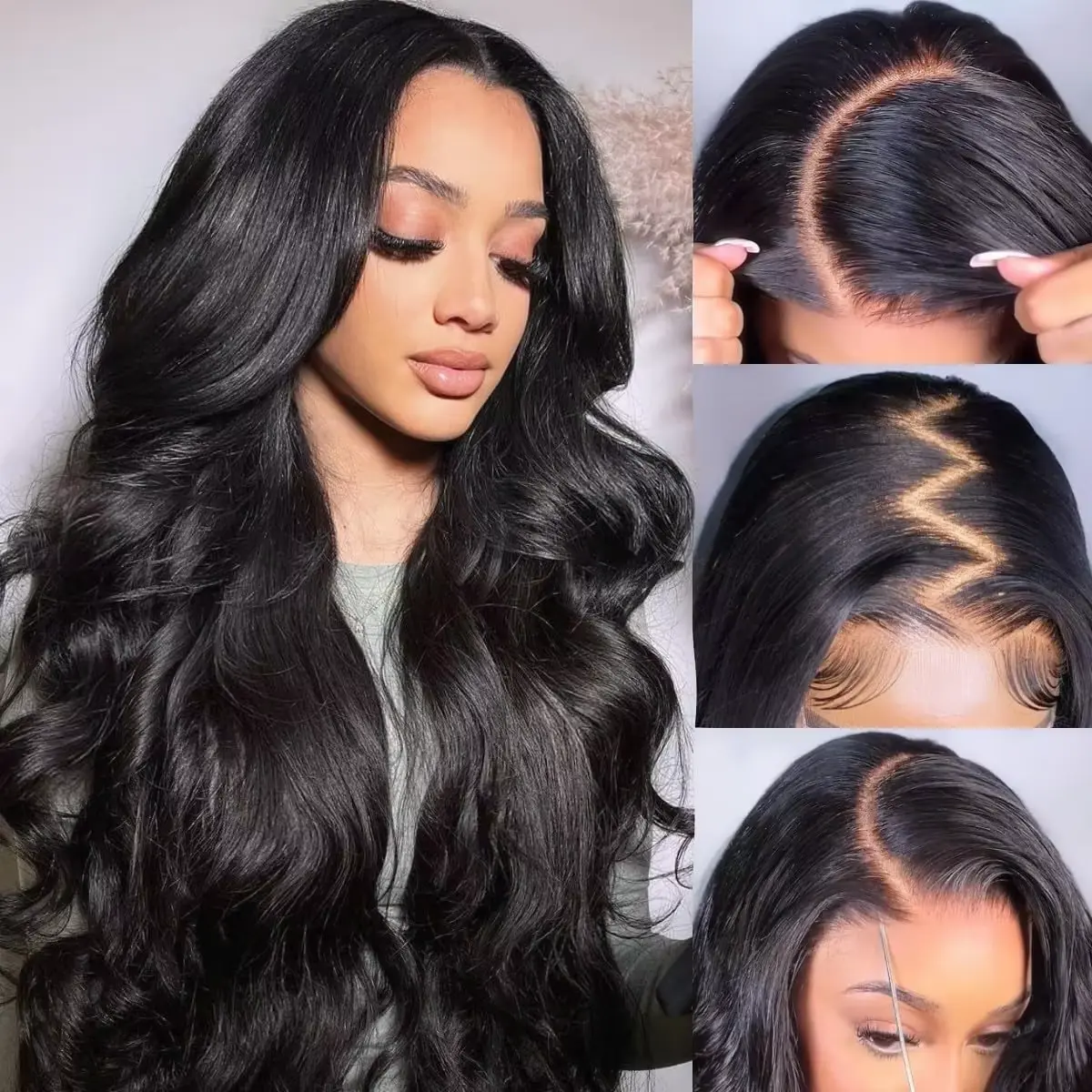 WigDreams Synthetic 13x6 Lace Front Hair Wigs Body Wave Transparent Lace closure Wig 180 Density For Women Natural Hairline Natural Black Color