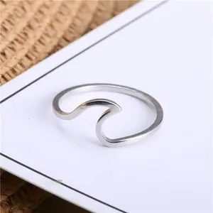 Titanium Steel Genuine  Electroplated Large Wave Ring Laser Cutting Fashionable and Minimalist Ring Jewelry