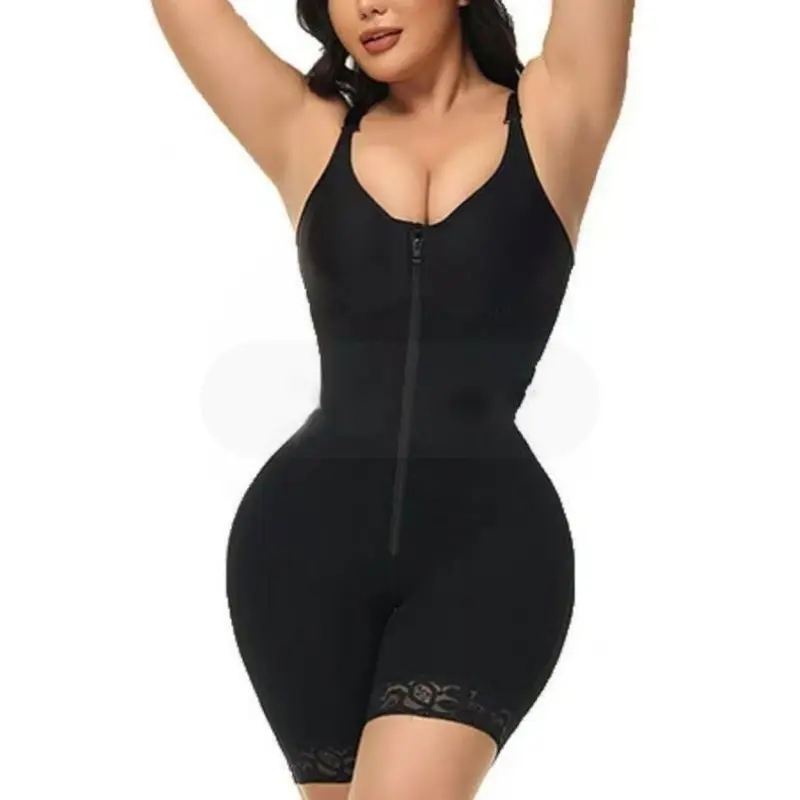 Lady's Colombian Style Full Body Shapewear - Tummy Control, Butt Lifter, Zipper Crotch, Adjustable Detachable Shoulder Straps, Customized Compression, Minimalist Comfort, Black (Black Friday Pick), Suit