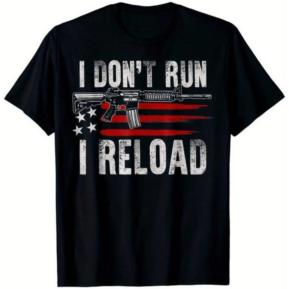 "I Don't Run I Reload" Patriotic Tee, USA Flag   Shir,Men Tshirt Fabric Menswear graphic tees men gifts