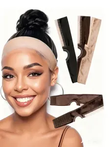 Lace Wig Band Women Adjustable: Wig Grip Band for Lace Front Wigs,Wig Gripper with Ear-Cutouts Natural Lace Edge - Adjustable Non-Slip Off Band with Velcro Comfortable Breathable No-Headache Comfortable and Secure Glueless Velvet Headband