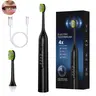 Adults' Rechargeable Electric Soft Toothbrush - 4 Modes (Deep Cleaning, Gum Care), Smart Timer, Waterproof Handle, 2 Replaceable Heads, Even Brushing, Sensitive Areas Support, Ideal for Personal Use & Daily Care Gift (Black)