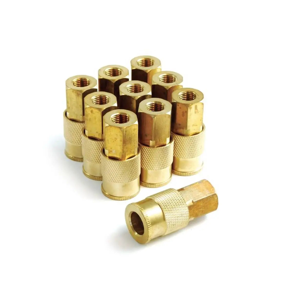 212 MAIN Industrial Brass Coupler - 0.37x0.37 in. Male NPT, Aro Type, High Flow, Locking Balls, Pack of 10