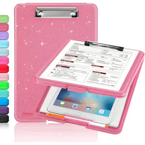 Glitter Clipboard with Storage, Cute Clip Boards 8.5x11 with Storage