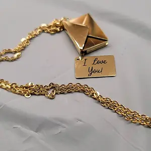 Envelope pendant necklace with removable letter inside