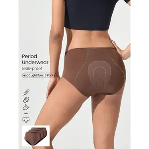 GLOWMODE 3 Packs Secure Period Waterproof Non Absorbable Type Quick-Dry Leak-Proof Mid-Waist Briefs Underwear Menstruation Postpartum Daily Active Casual Work Wear