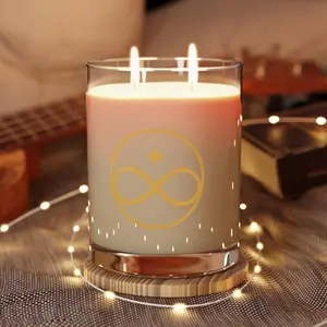 Infinity Star Candle 11oz Glass Scented Soy Candle with 100% American Soy Wax Dual Cotton Cored Wicks 65 Hour Burn Time Recyclable Jar for Calmness Lavender & Sage Scent