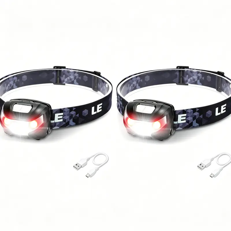 LEPRO Rechargeable LED Headlamp - High Lumen Flashlights, Cordless Portable, 5 Modes, IPX4 Waterproof, Red Light, USB Charging Cable, Long Range, Adjustable Angle, 30 Hours Runtime, Home Improvement & Outdoor Lighting Accessory, Camping Accessories, Adult