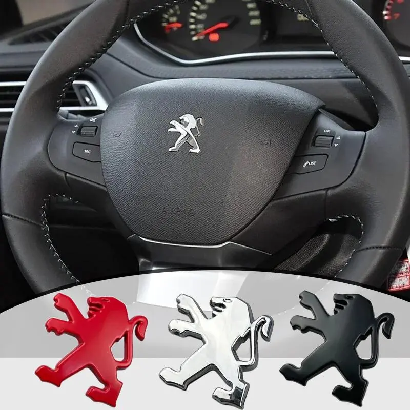 Metal Car Steering Wheel Logo Sticker Emblem for Peugeots 308 307 408 208 508 3008 2008 3008 5008 Auto Interior Badge Accessories