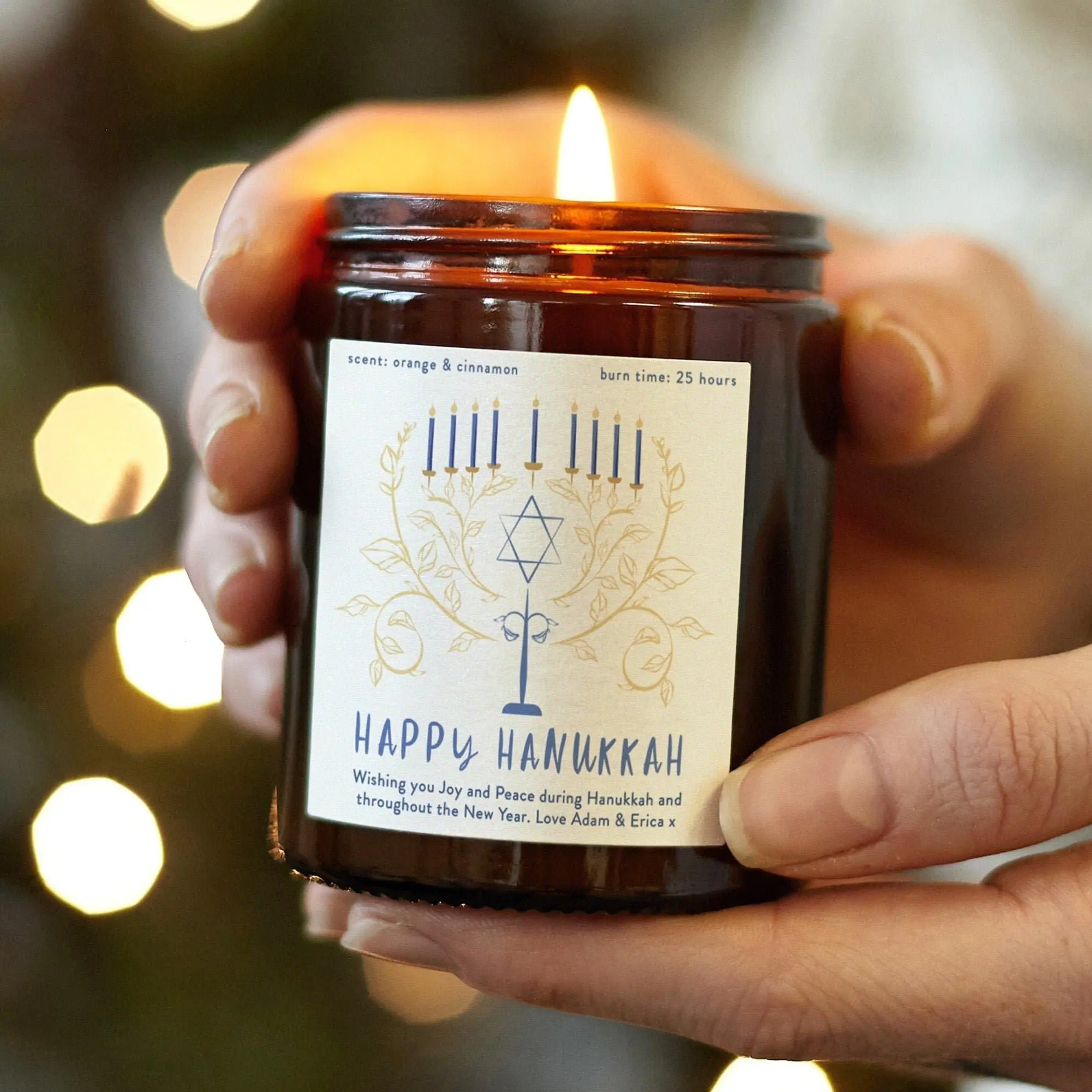 Hanukkah Gift Personalised Candle, Gift For Hanukkah, Scented Candle