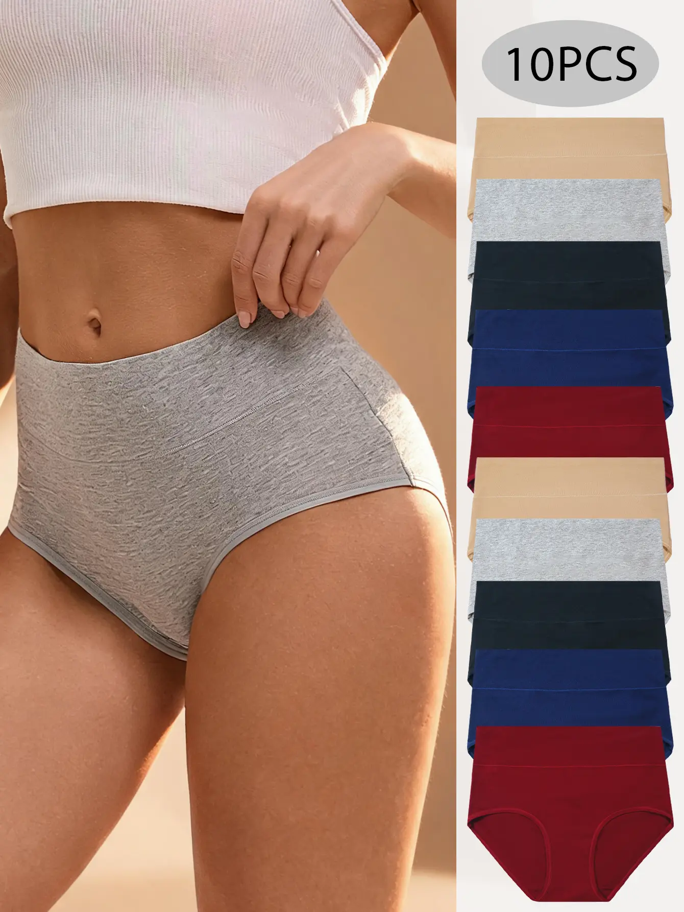 Women’s 10-Pack Minimalist Basic Pure Cotton Triangle Panties - Comfortable, Breathable Underwear
