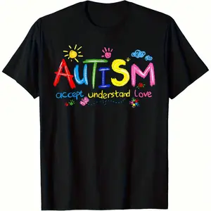 Autism Awareness Accept Understand Love Teachers  Mom Women T-Shirt ,Men T-Shirt ,Gift T-Shirt Comfortable Home Wear, Casual Fashion,Unisex Style,Party T-Shirt ,S-5XL ,Black