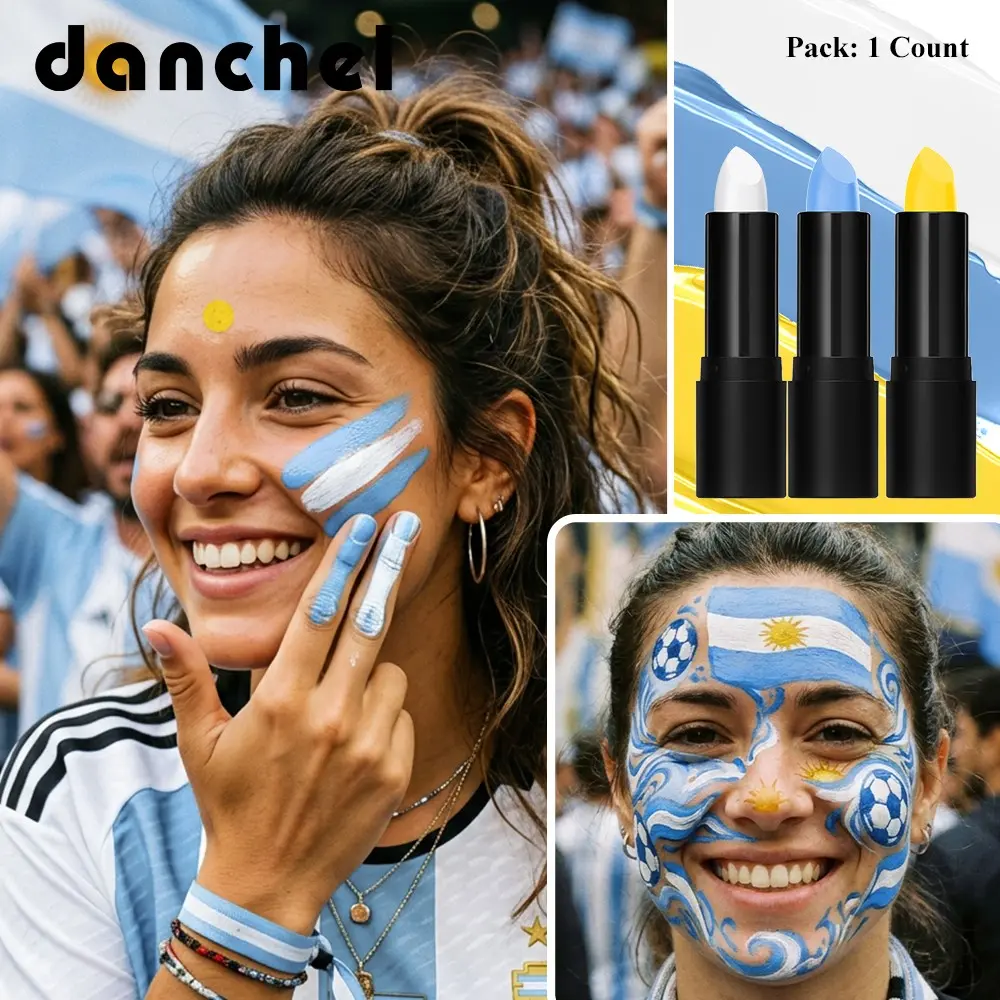 Danchel 7 Colors Waterproof Face Paint Stick, Body Paint Marker, Long-Lasting, Lightweight & Smooth, High Pigment, Easy To Apply, Easy To Remove, Football Matches, Festival & Party Makeup