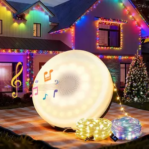 Christmas Gift RGB Bluetooth Speaker Camping String Lights LED 7 Lighting Modes Portable Outdoor Speaker Wireless Stereo Sound for Outdoor Halloween Parties Camping Indoor Decorations Music Audio
