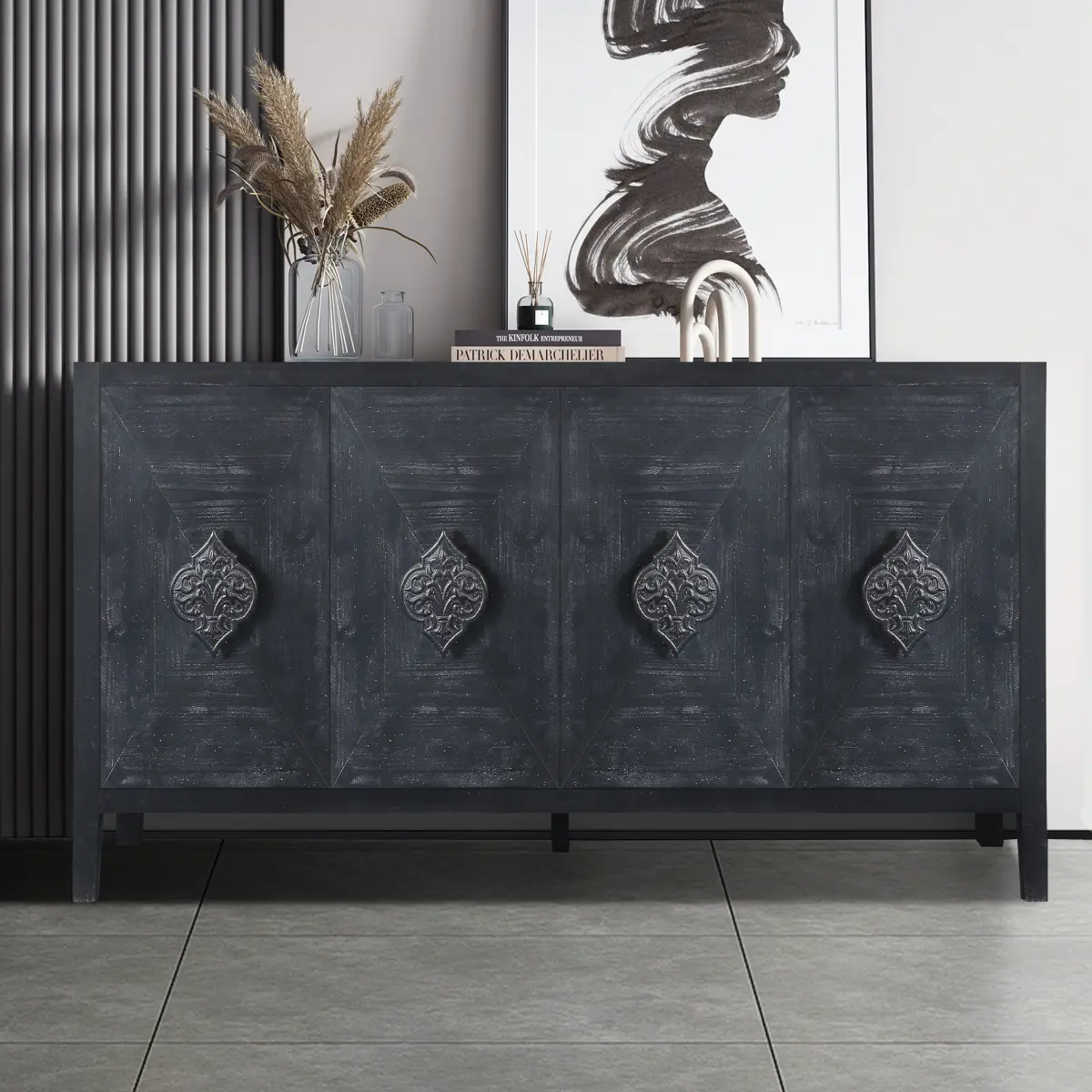 Antique Black + Flower Handle + MDF