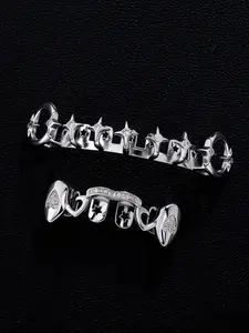 Heart-shaped cross star shining hip-hop zircon braces, Heart Shaped Brackets, braces set, street casual style, Rapper, teeth accessories that enhance one's temperament, Tooth Gems