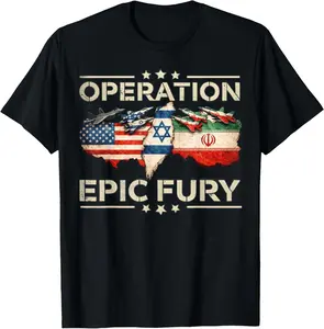 Operation Epic Fury American Israel Iran Flag USA Unisex T-Shirt All Colors, Gift for Women Men, Made In USA, US Size S-6XL, 100% cotton, Classic Fit, Unisex T-Shirt