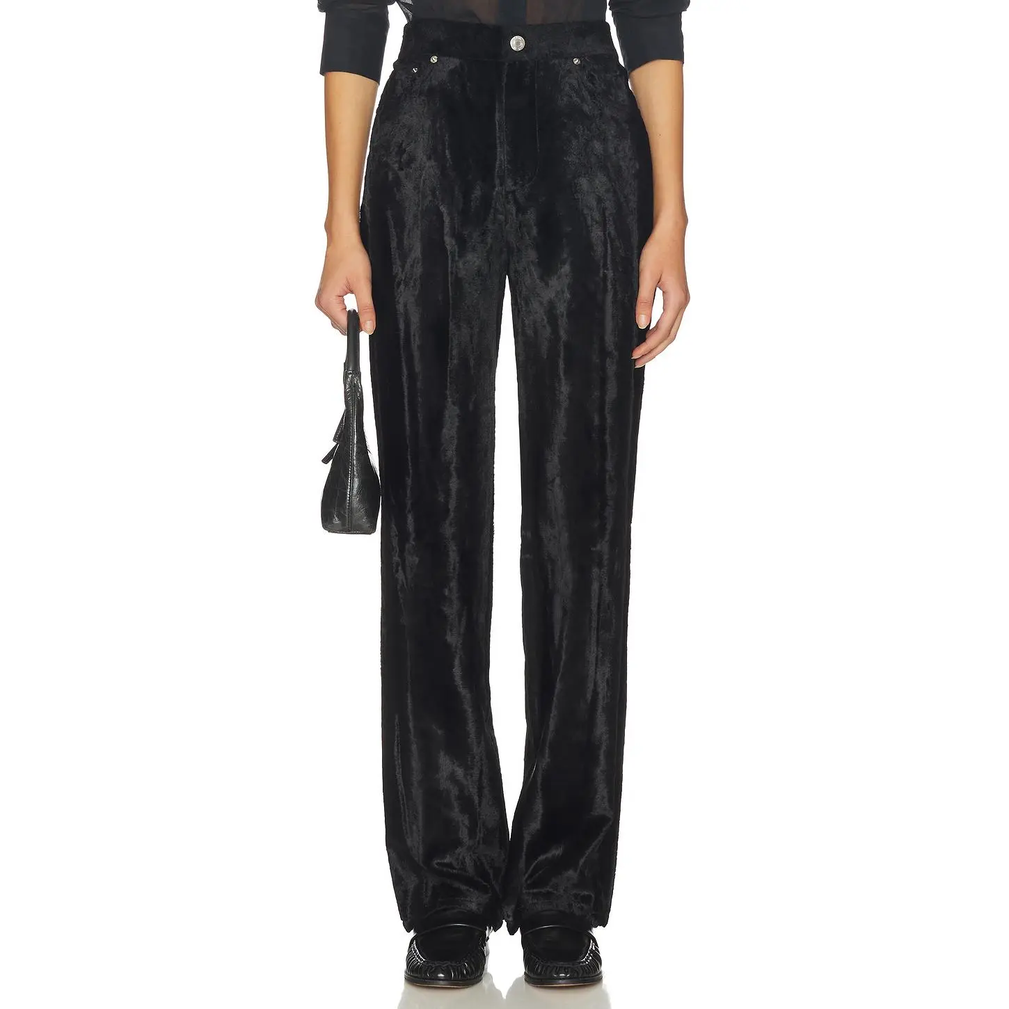 Helmut Lang Pony High Rise Straight in Black