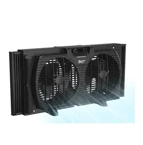 Comfort Zone 9" Twin Window Fan with Quiet Setting, 3-Speeds, Auto-Locking Expanders, Black