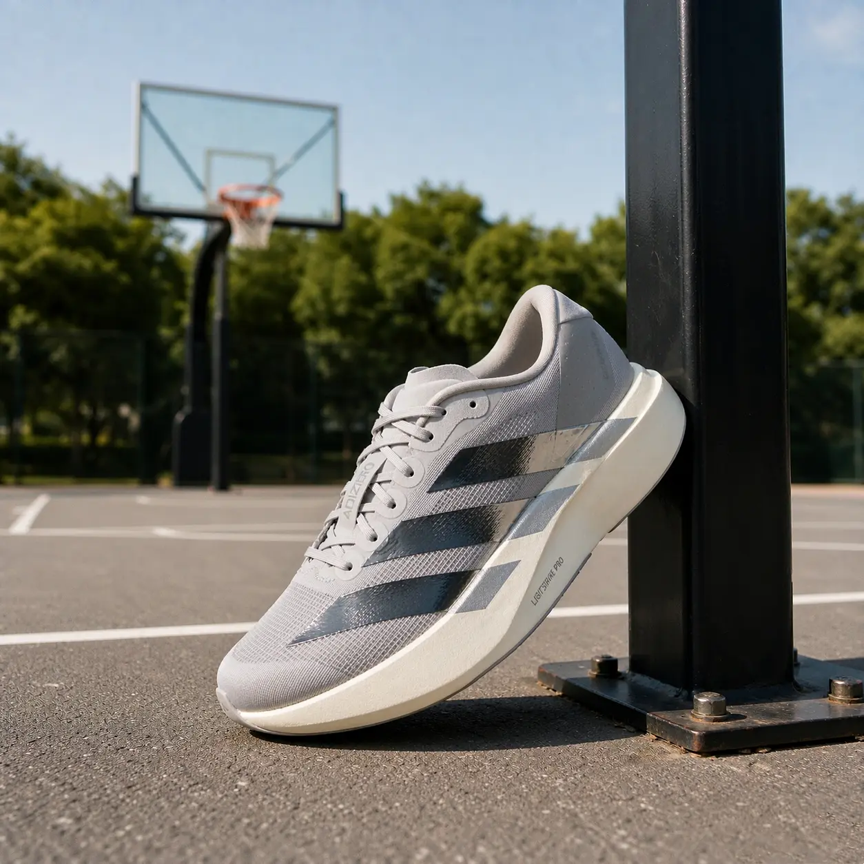 adidas Adizero Evo SL  Metallic Stripes Grey Silver Men's KJ9664 New Sneakers