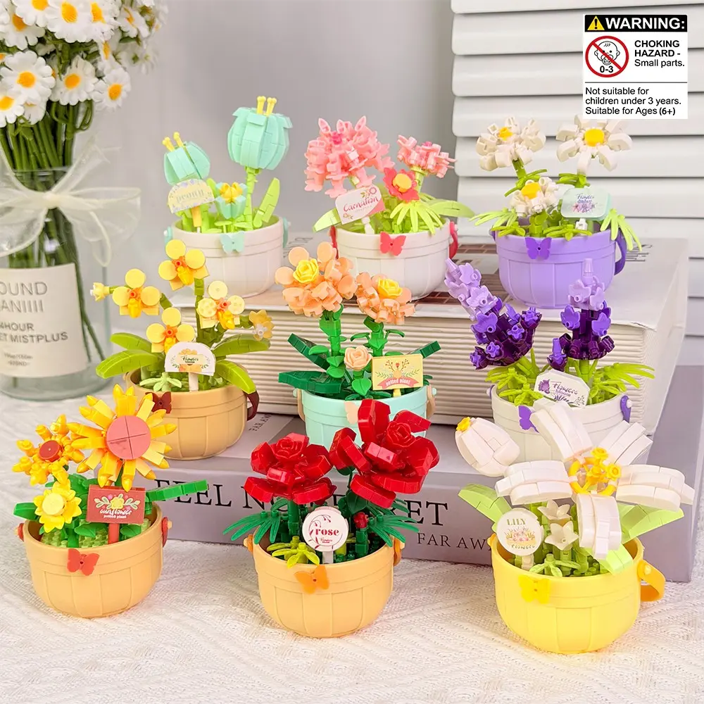 Moc Plant Flower Pot Building Blocks Set, Decorative Artificial Flowers, DIY  Rose Flower, Sunflower Tulip Romantic Assembly Toys, Unisex Toy Gift for  Ages 8-12 - TikTok Shop